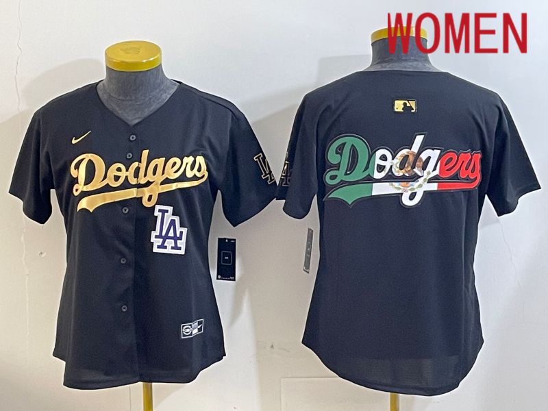 Women Los Angeles Dodgers Blank Black Gold Game 2024 Nike MLB Jersey style 12096->women mlb jersey->Women Jersey